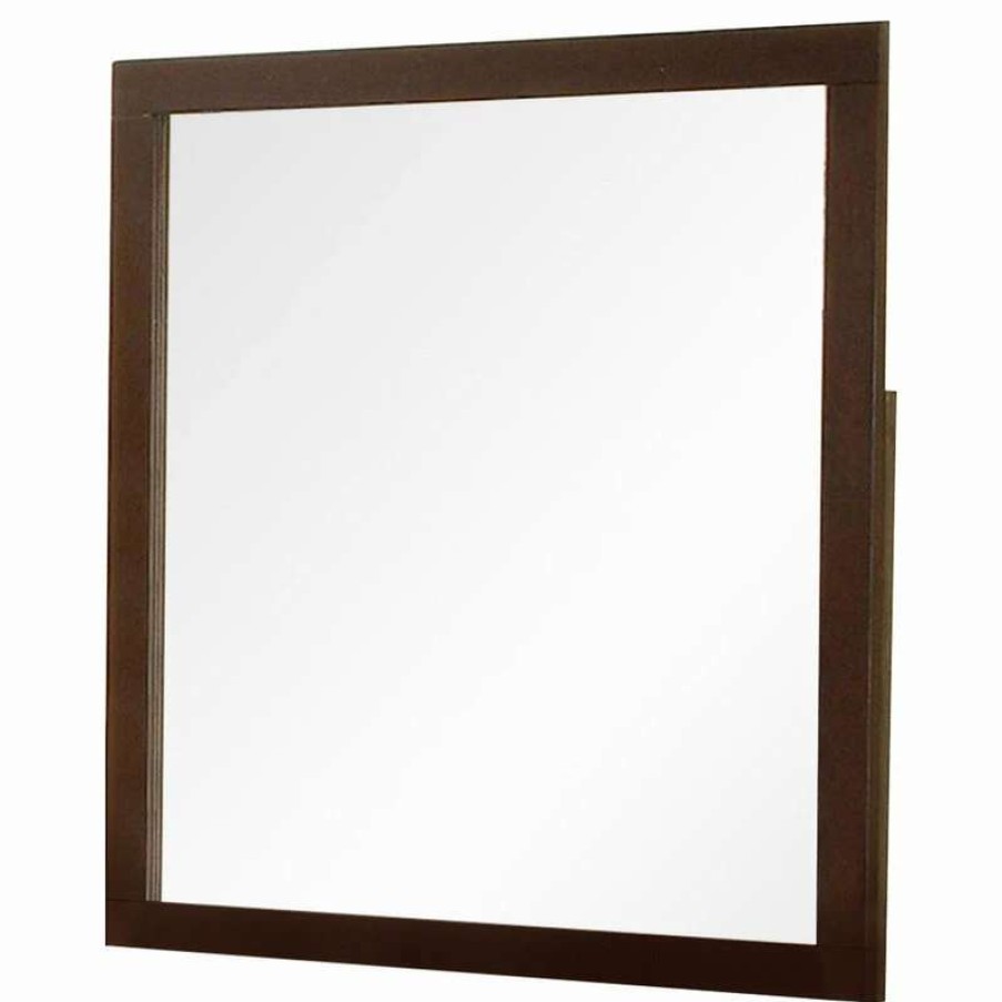 Bathroom Accessories * | Top 10 Benzara, Woodland Imprts, The Urban Port Bm123534 Enrico I Mirror, Brown Cherry