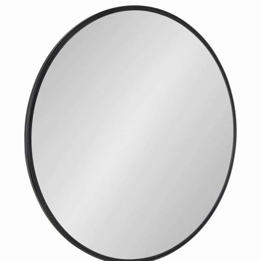 Bathroom Accessories * | Best Sale Uniek Caskill Round Framed Wall Mirror, Black 30 Diameter