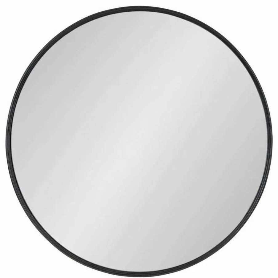 Bathroom Accessories * | Best Sale Uniek Caskill Round Framed Wall Mirror, Black 30 Diameter