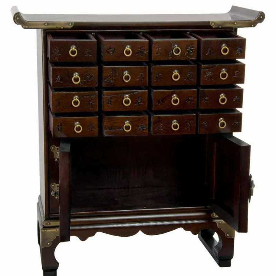 Bathroom Accessories * | Promo Oriental Furniture Korean Antique Style 16 Drawer Medicine Chest