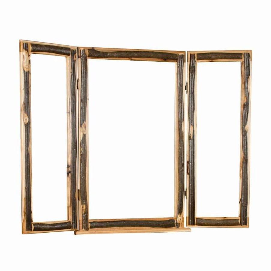 Bathroom Accessories * | Best Sale Furniture Barn Usa Hickory Log Tri-View Mirror