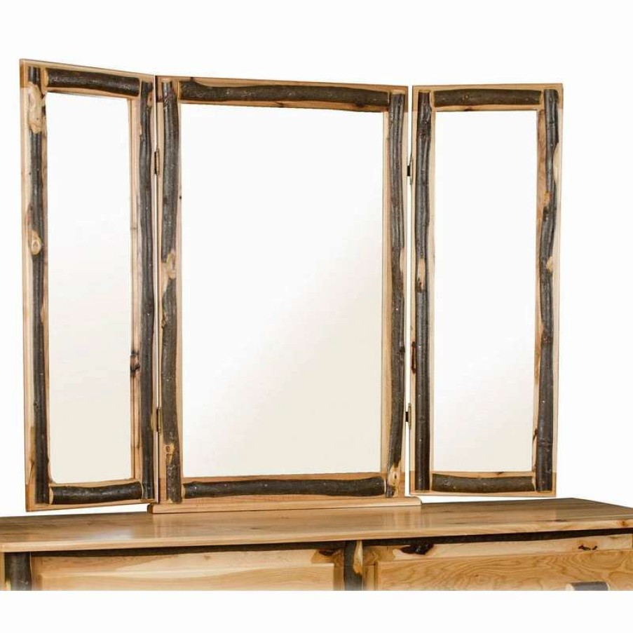 Bathroom Accessories * | Best Sale Furniture Barn Usa Hickory Log Tri-View Mirror