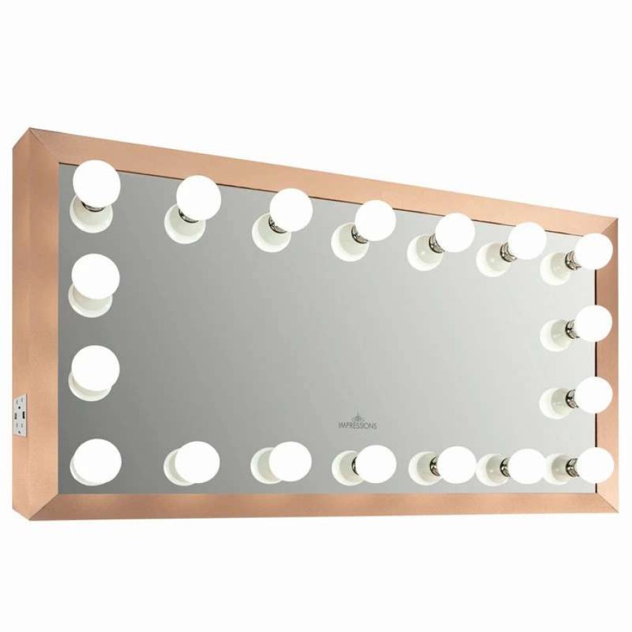 Bathroom Accessories * | Cheapest Impressions Vanity Company Starlight Wide Vanity Mirror, Gold