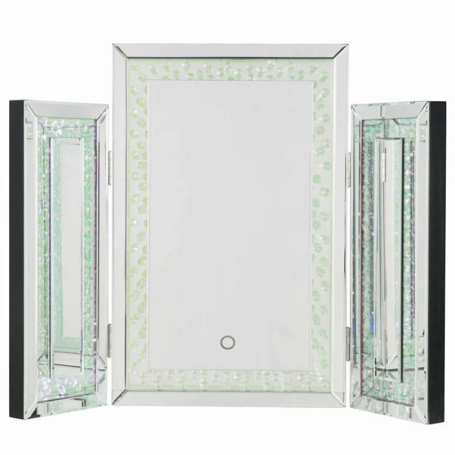 Bathroom Accessories * | Cheapest Acme Furniture Nysa Mirror With Led, Mirrored And Faux Crystals