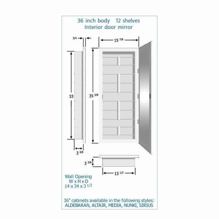 Bathroom Accessories * | Best Reviews Of Zaca 21-2-36 Media 36 Polished Edge Medicine Cabinet