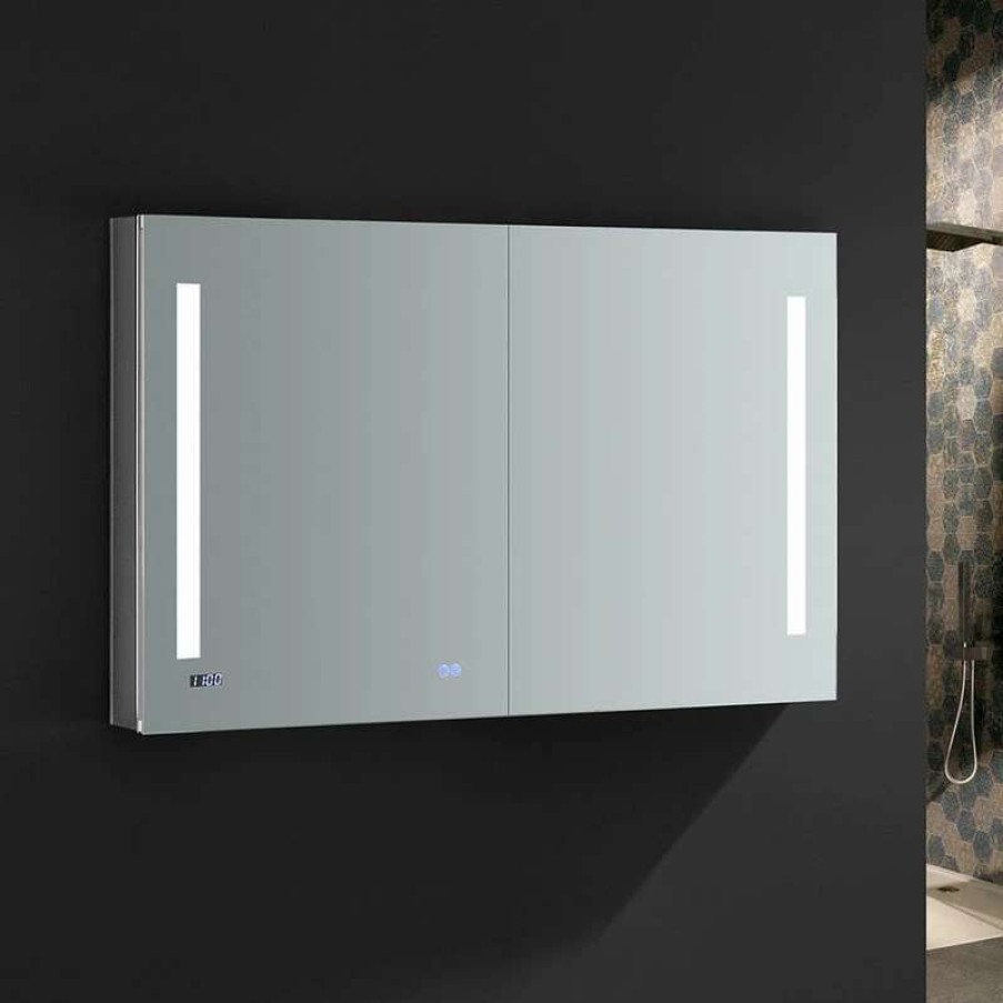 Bathroom Accessories * | Coupon Fresca Tiempo 48 Widex30 Tall Bathroom Medicine Cabinet With Led Lighting