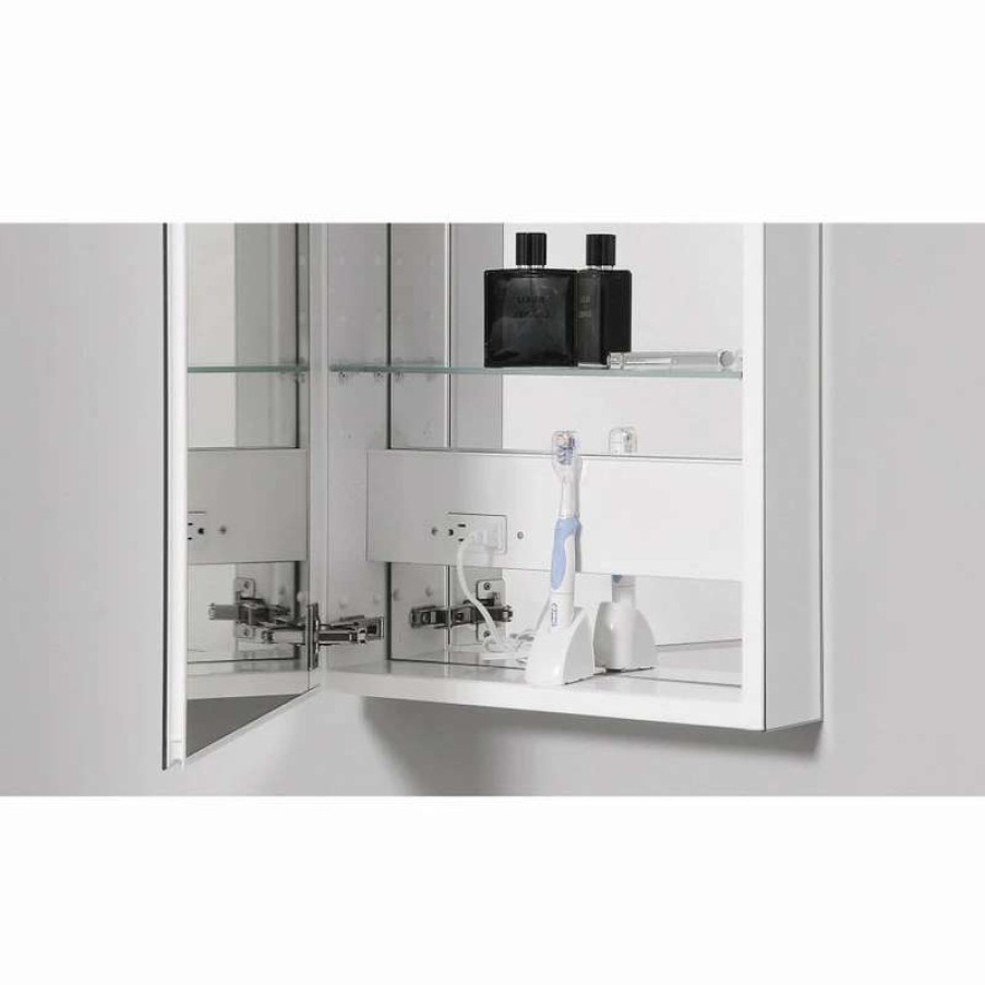 Bathroom Accessories * | Best Sale Robern Pl Series Cabinet 23-1/4 X39-3/8 X4 Flat Top Polished Edge Left Hinge