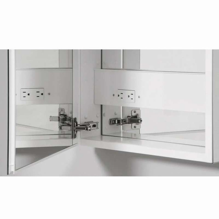 Bathroom Accessories * | Best Sale Robern Pl Series Cabinet 23-1/4 X39-3/8 X4 Flat Top Polished Edge Left Hinge