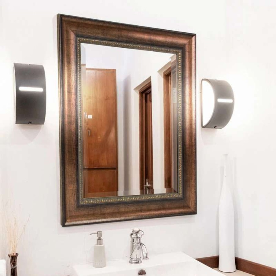 Bathroom Accessories * | Promo Head West, Inc. Head West Bronze Distressed Beveled Accent Mirror 30.5 36.5