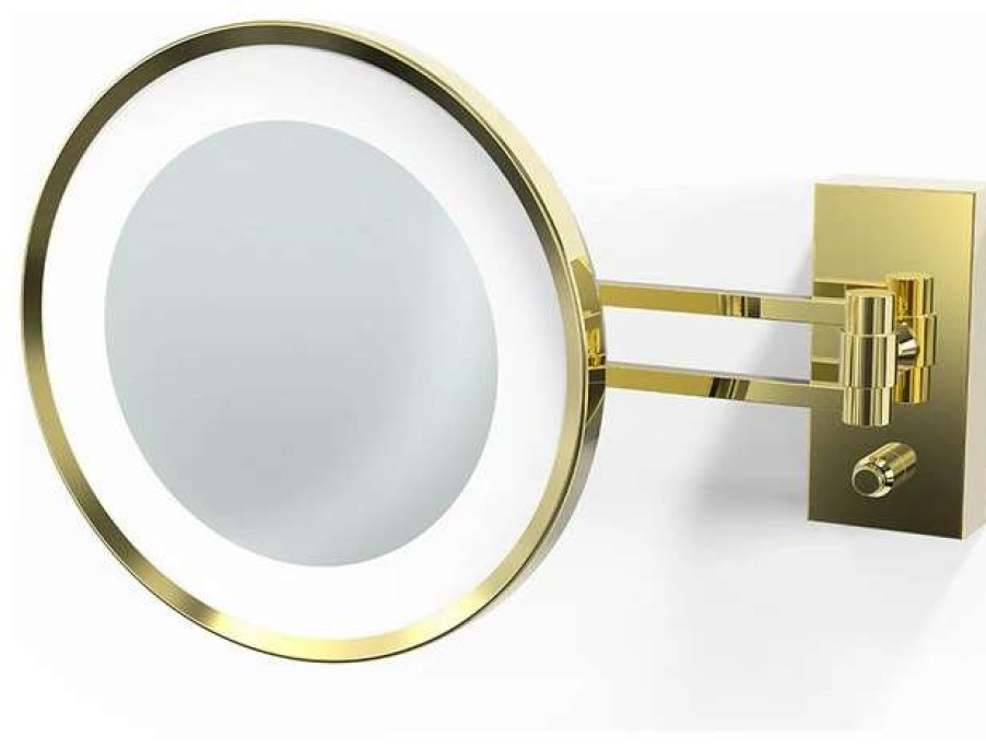 Bathroom Accessories * | Promo Modo Exclusive Smile Hard Wired Led Lighted 5X Magnifying Mirror, Gold