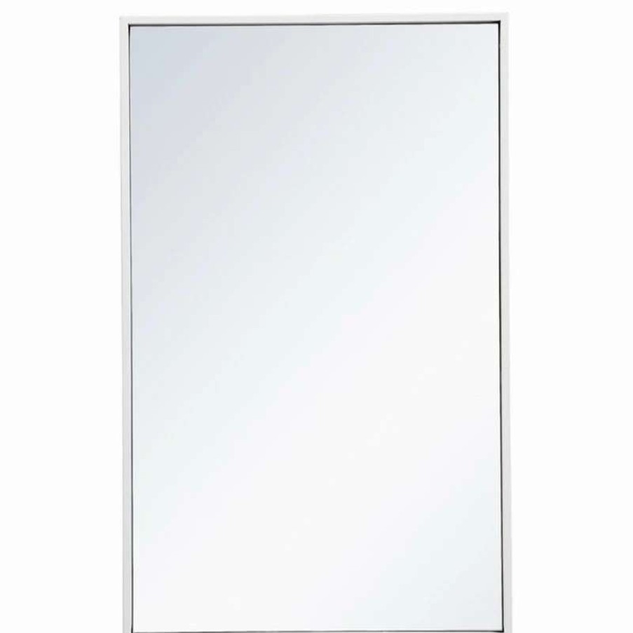 Bathroom Accessories * | New Elegant Furniture & Lighting Elegant Decor Eternity 18 X 28 Modern Metal Frame Mirror In White