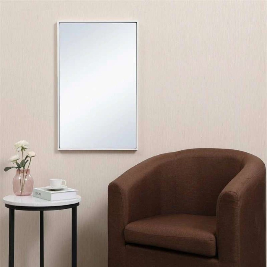 Bathroom Accessories * | New Elegant Furniture & Lighting Elegant Decor Eternity 18 X 28 Modern Metal Frame Mirror In White