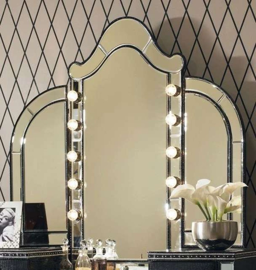 Bathroom Accessories * | Best Pirce Emma Mason Signature Blitz Swank Vanity Mirror In Black Iguana