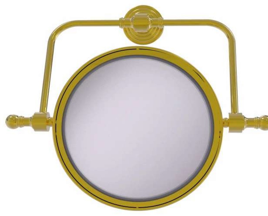 Bathroom Accessories * | Best Sale Allied Brass Retro Wave Wall Mounted Swivel Make-Up Mirror 8 5Xmagnification, Polished Brass