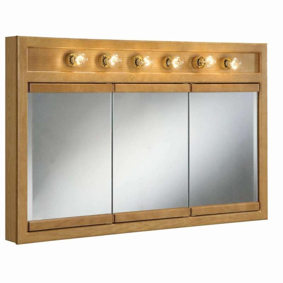 Bathroom Accessories * | Best Pirce Design House Richland 6-Light Tri-View Wall Cabinet, 48 , Nutmeg Oak