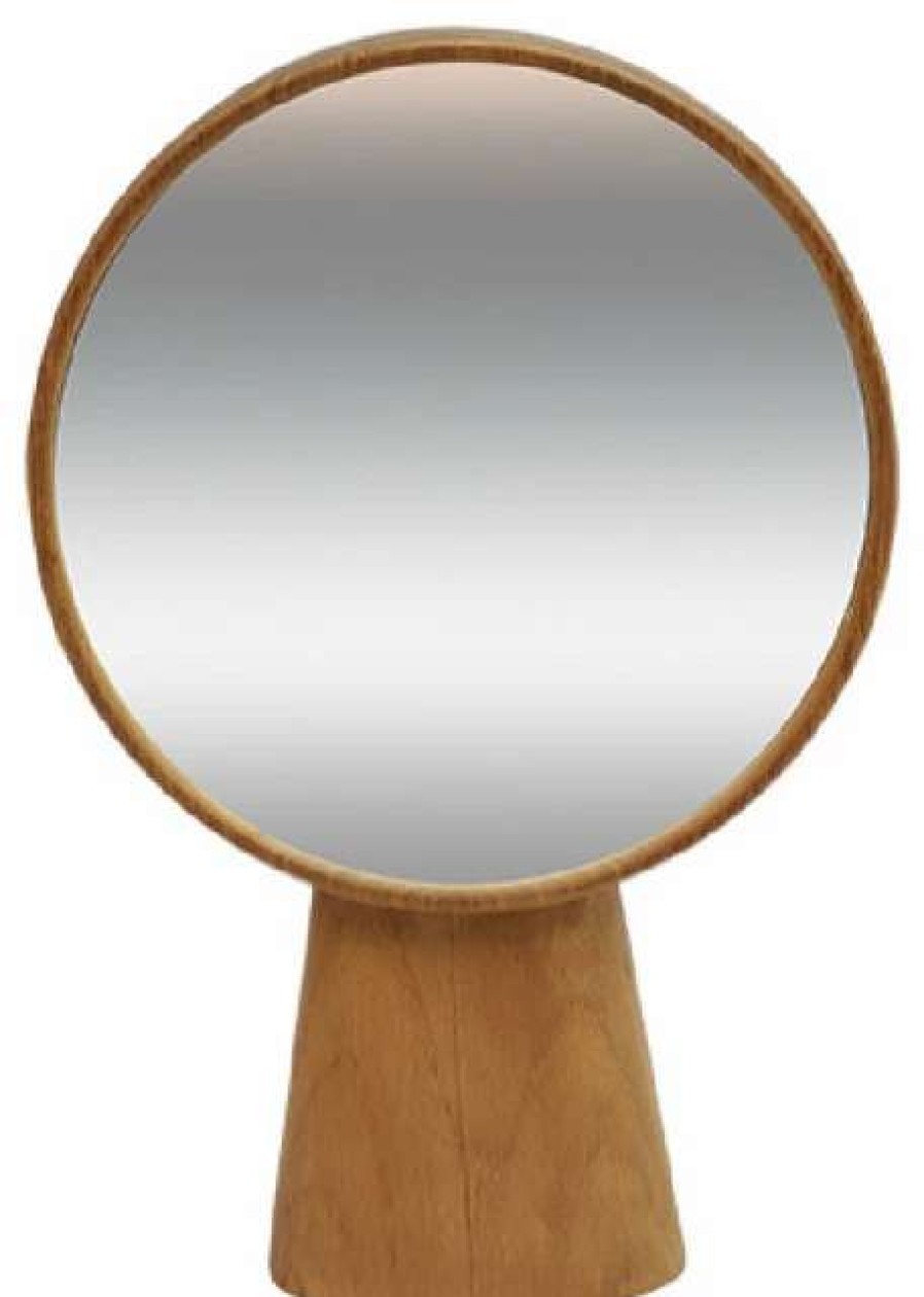 Bathroom Accessories * | Outlet Teak Round Mirror With Base, Dareels Momi