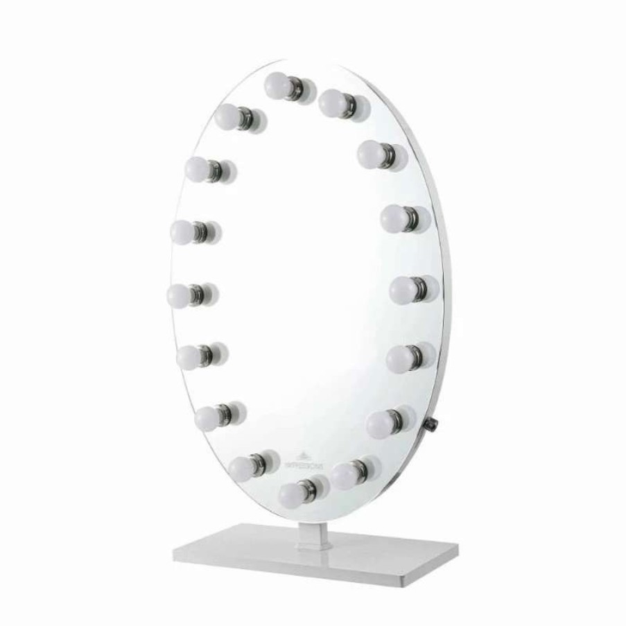 Bathroom Accessories * | Best Deal Impressions Vanity Company Heiress Plus Vanity Mirror, Silver, Led Globe Bulbs