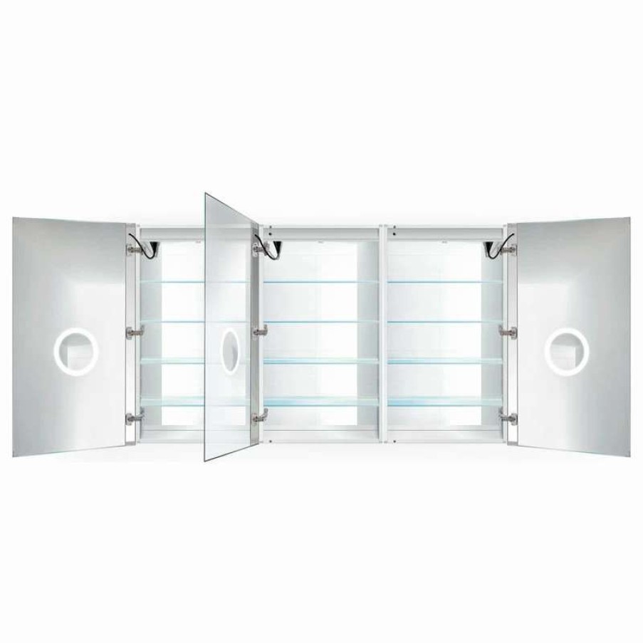 Bathroom Accessories * | Promo Krugg Reflections Usa 72 42 Recessed Or Surface Mount Medicine Cabinet 12 Shelves, Led, Llr