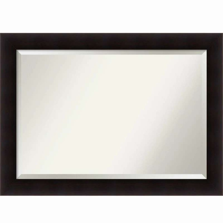 Bathroom Accessories * | Flash Sale Amanti Art Portico Espresso Beveled Wood Bathroom Wall Mirror 41.5 X 29.5 In.