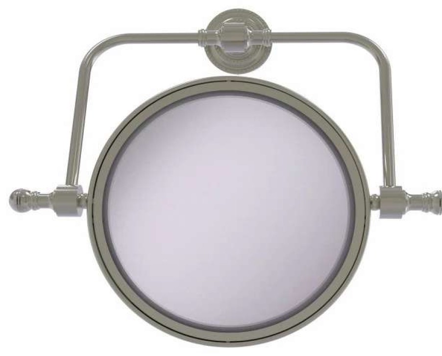 Bathroom Accessories * | Top 10 Allied Brass Retro Dot Wall Mounted Swivel Make-Up Mirror 8 5Xmagnification, Satin Nickel