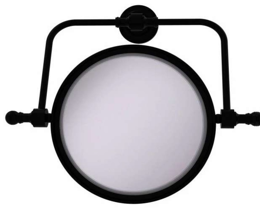 Bathroom Accessories * | Cheapest Allied Brass Retro Dot Wall Mounted Swivel Make-Up Mirror 8 4Xmagnification, Matte Black