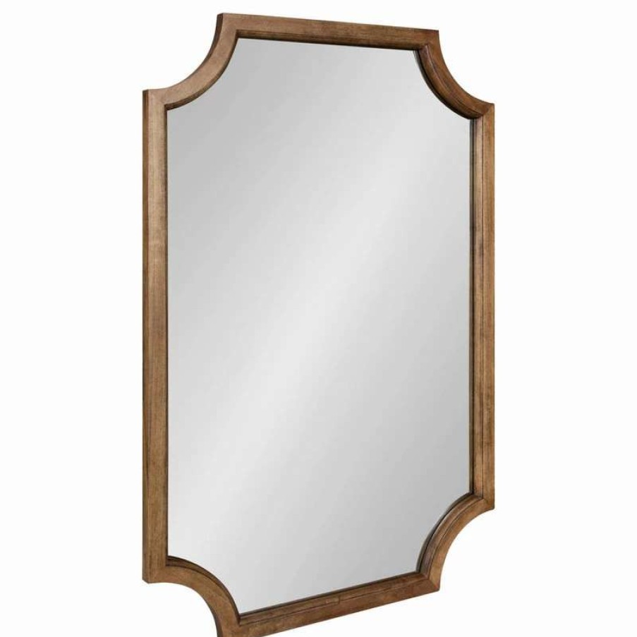 Bathroom Accessories * | Coupon Uniek Hogan Framed Scallop Wall Mirror, Rustic Brown, 24 36