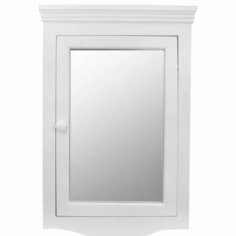 Bathroom Accessories * | Best Pirce Renovators Supply Manufacturing Corner Surface Wall Mount Wooden Medicine Cabinet In White With Mirror