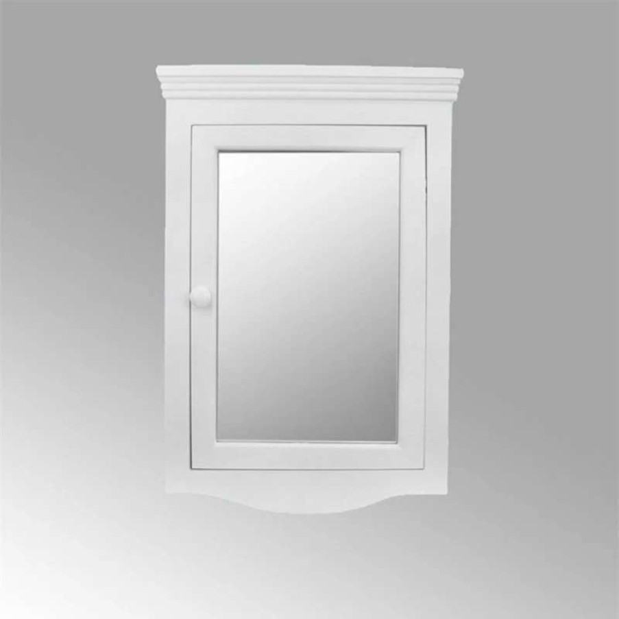 Bathroom Accessories * | Best Pirce Renovators Supply Manufacturing Corner Surface Wall Mount Wooden Medicine Cabinet In White With Mirror