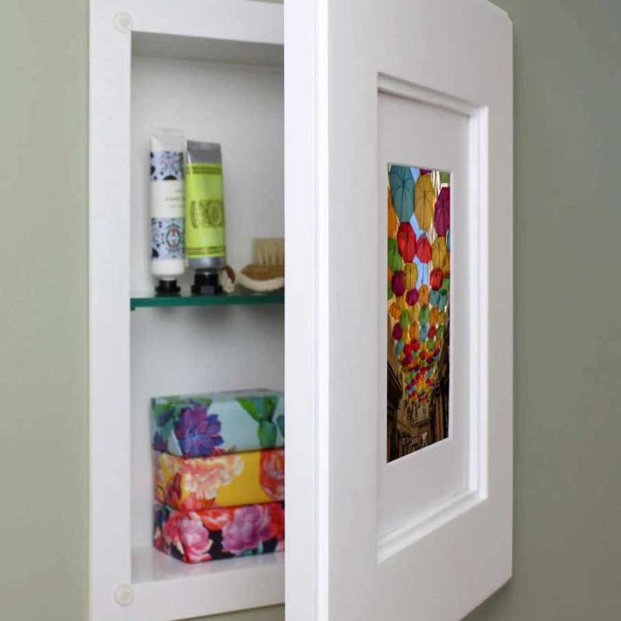 Bathroom Accessories * | Buy Fox Hollow Furnishings Compact Portrait Concealed Cabinet, 14 Hx11 W, Shaker White