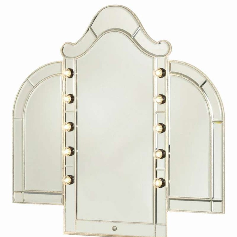 Bathroom Accessories * | Discount Michael Amini Aico Hollywood Swank Vanity Mirror, Crystal Croc 03068Rn-09