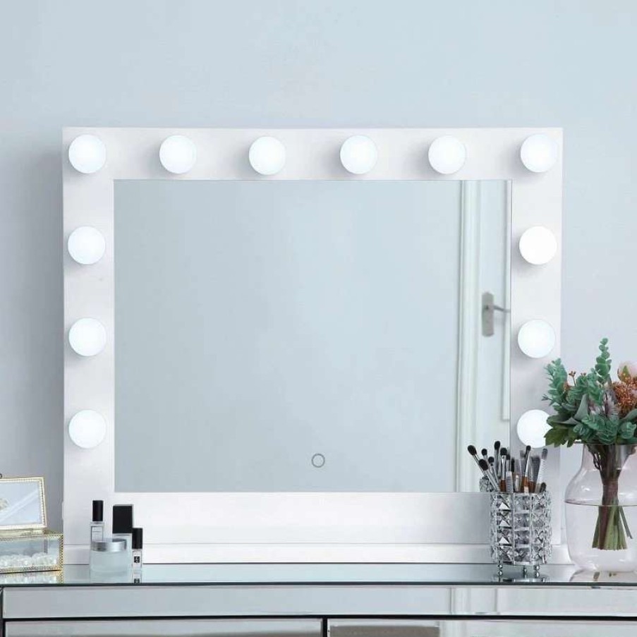 Bathroom Accessories * | Cheapest Elegant Furniture & Lighting Elegant Decor Mre33226Wh Brenda 32 X26 Plug, Led 5000K Mirror